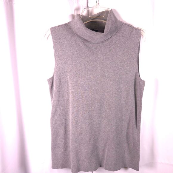 Talbots Womens Medium Gray Turtleneck Sleeveless Pullover Sweater Vest - Picture 1 of 6